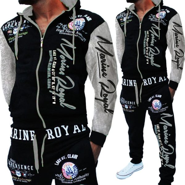 Men Tracksuit 2 Piece Tops and Pants Mens Sweat Suits Set - Image 3