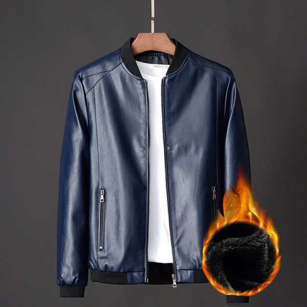 Leather jacket slim men's leather jacket - Image 5
