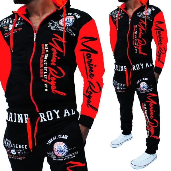 Men Tracksuit 2 Piece Tops and Pants Mens Sweat Suits Set - Image 4