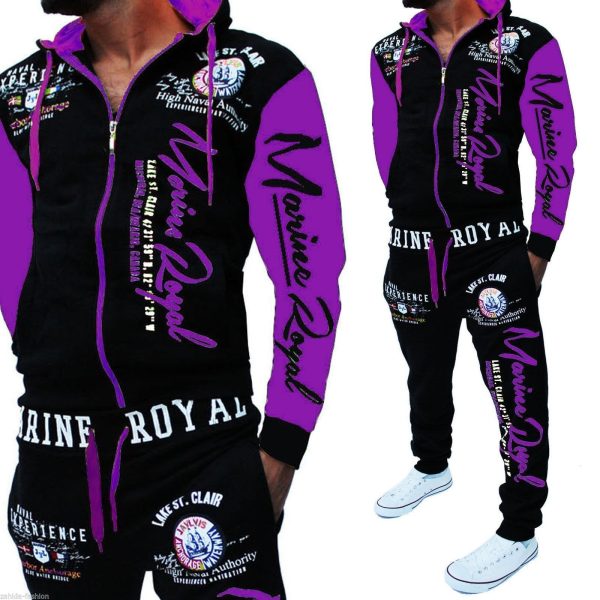 Men Tracksuit 2 Piece Tops and Pants Mens Sweat Suits Set - Image 9