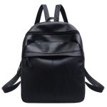 High Quality PU Leather Women Backpack Fashion Solid School Bags For Teenager Girls Large Capacity Casual Women Black Backpacks