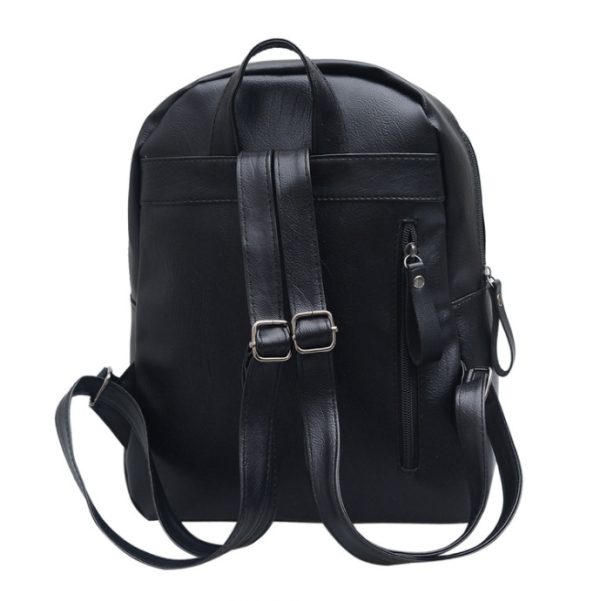 High Quality PU Leather Women Backpack Fashion Solid School Bags For Teenager Girls Large Capacity Casual Women Black Backpacks - Image 6