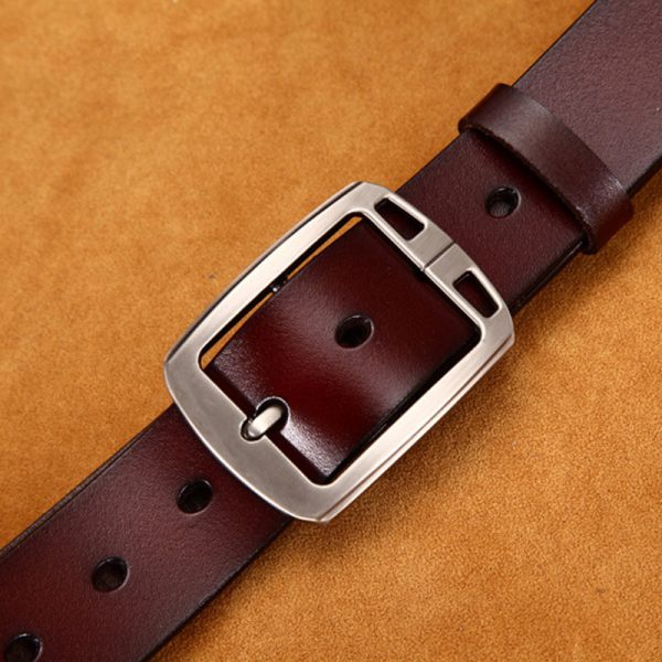 Leather Cowskin Vintage Jean Belt Pin Buckle Simple Men's Belt Wide - Image 5