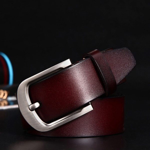 Leather Cowskin Vintage Jean Belt Pin Buckle Simple Men's Belt Wide - Image 8
