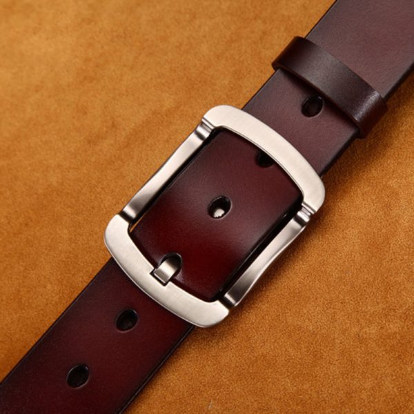 Leather Cowskin Vintage Jean Belt Pin Buckle Simple Men's Belt Wide - Image 9