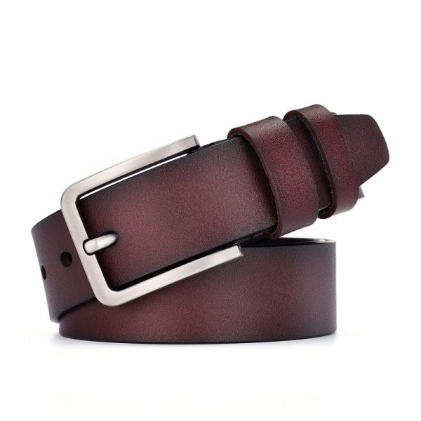 Leather Cowskin Vintage Jean Belt Pin Buckle Simple Men's Belt Wide - Image 2