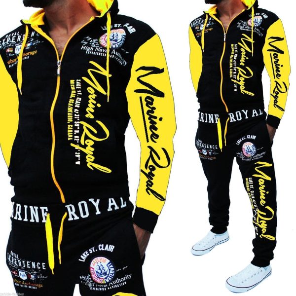 Men Tracksuit 2 Piece Tops and Pants Mens Sweat Suits Set - Image 7