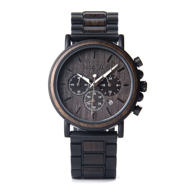 BOBO BIRD Wooden Men Watches Relogio Masculino Top Brand Luxury Stylish Chronograph Military Watch A Great Gift for Male OEM - Image 3