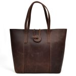 Women Genuine Leather Handbag Crazy Horse Leather Clutch Tote Bags Designer Simple Retro Big Shopping Bag - Image 6