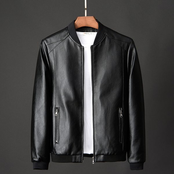 Leather jacket slim men's leather jacket - Image 4