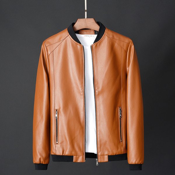 Leather jacket slim men's leather jacket - Image 2