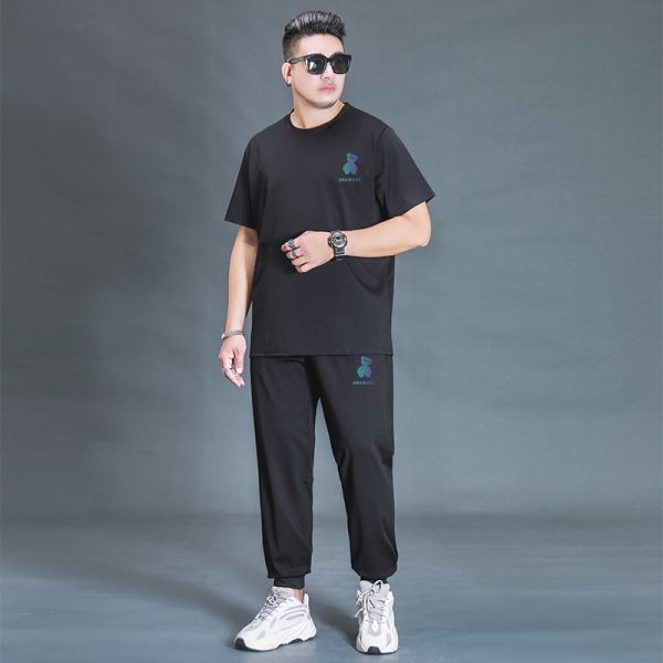 Oversized T-shirt And Trousers Two-piece Fat Casual Sports Suit - Image 2