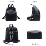 High Quality PU Leather Women Backpack Fashion Solid School Bags For Teenager Girls Large Capacity Casual Women Black Backpacks - Image 5