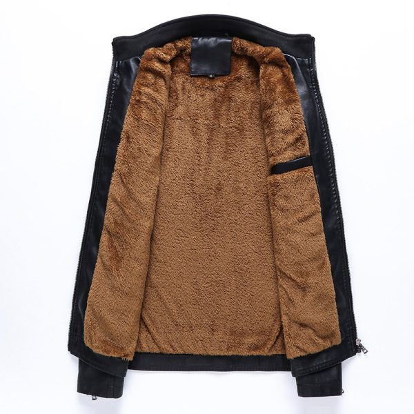 Fleece Warm Leather Jacket PU Leather Jacket - Image 4