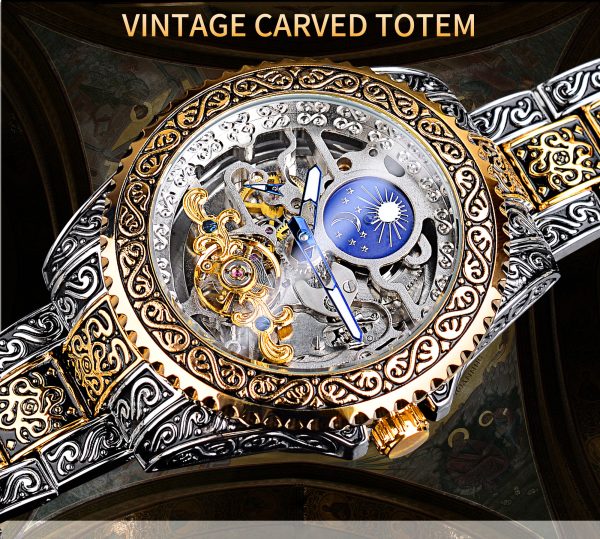 Forsining Skeleton Carved Tourbillon Mechanical Watches Luxury Men's Wristwatch - Image 4