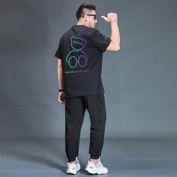 Oversized T-shirt And Trousers Two-piece Fat Casual Sports Suit - Image 3