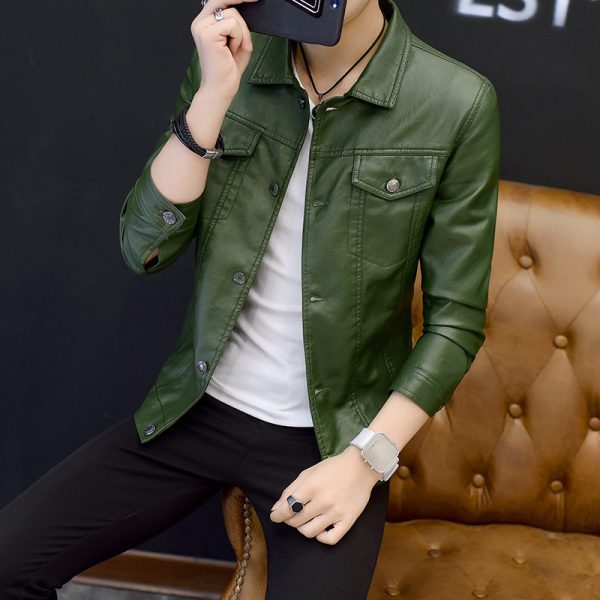 Motorcycle leather jacket men's coat leather jacket - Image 2