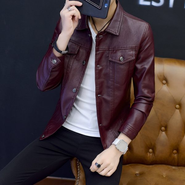 Motorcycle leather jacket men's coat leather jacket - Image 5