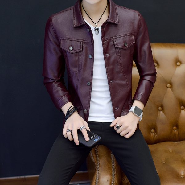 Motorcycle leather jacket men's coat leather jacket - Image 4