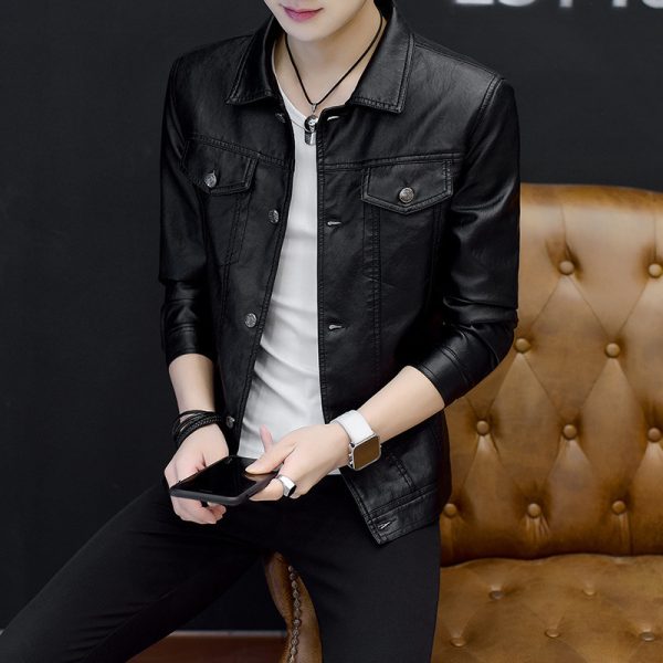 Motorcycle leather jacket men's coat leather jacket - Image 3