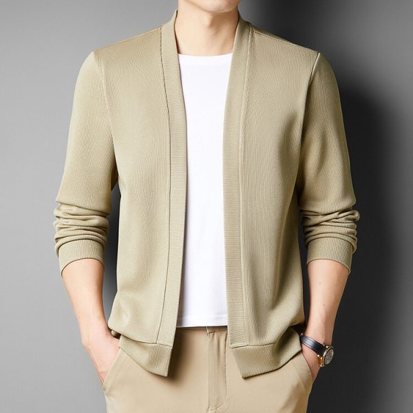 Spring New Fake Two-piece Men's Long-sleeved Knitted Cardigan - Image 7