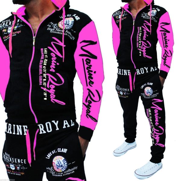 Men Tracksuit 2 Piece Tops and Pants Mens Sweat Suits Set - Image 5