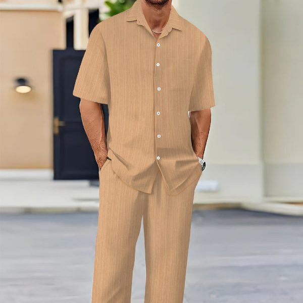 Men's Solid Color Short Sleeve Fashion Suit