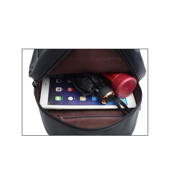 High Quality PU Leather Women Backpack Fashion Solid School Bags For Teenager Girls Large Capacity Casual Women Black Backpacks - Image 3