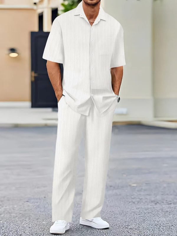 Men's Solid Color Short Sleeve Fashion Suit - Image 2