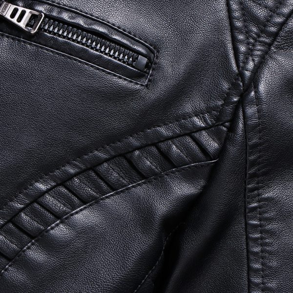 Fleece Warm Leather Jacket PU Leather Jacket - Image 5