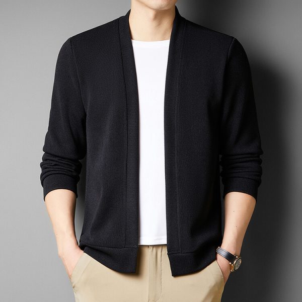 Spring New Fake Two-piece Men's Long-sleeved Knitted Cardigan - Image 2