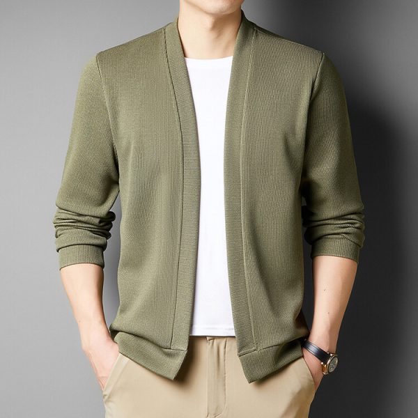 Spring New Fake Two-piece Men's Long-sleeved Knitted Cardigan - Image 8