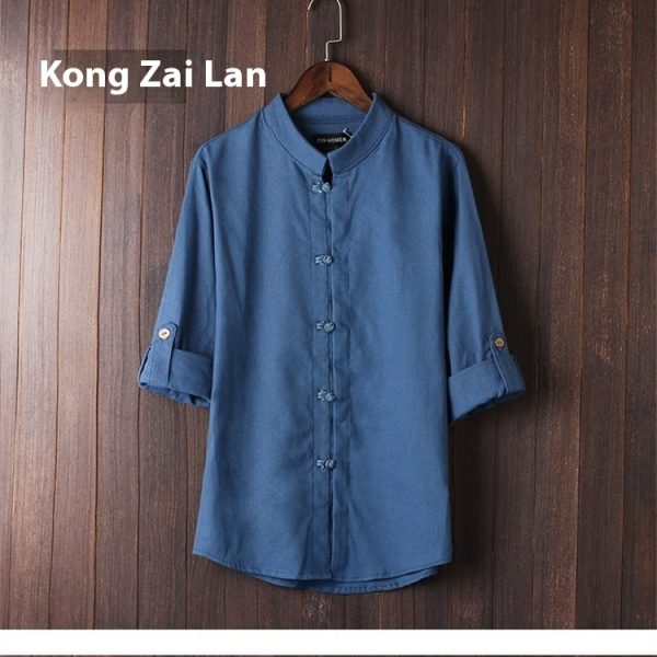 Men's Linen Vintage Plus Size Shirt - Image 7