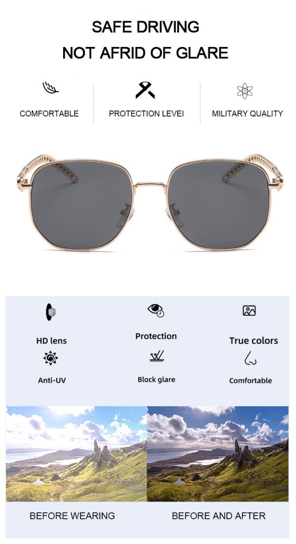 Oval Frame Metal Chain Sunglasses For Women - Image 2