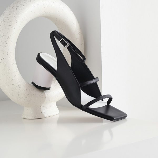 European And American Fashion Sandals Female Profiled Heel Square Toe Hollow Catwalk Anchor WomenS Shoes - Image 5