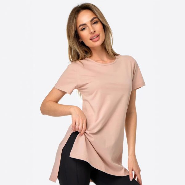 Slit Loose Round Neck Short Sleeve Sweater - Image 9