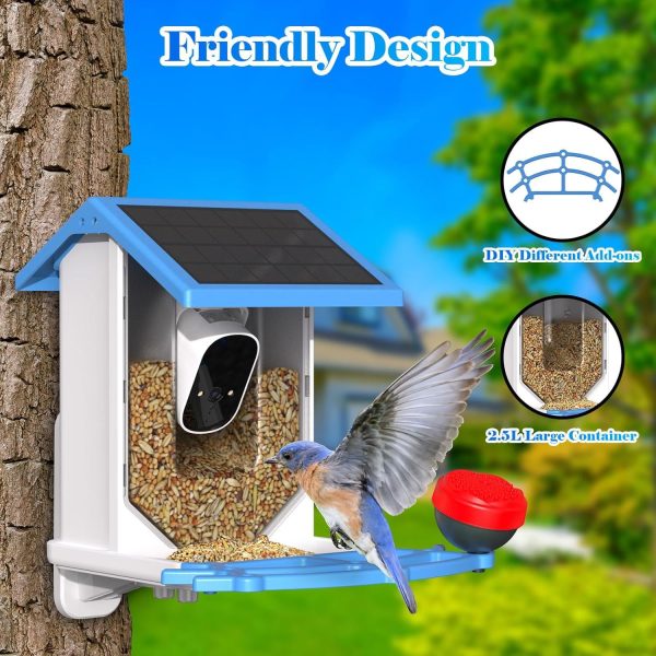 Smart Bird Feeder With Camera,Solar-Powered WiFi 4MP Live Camera,AI Identify Bird Species Auto Capture Garden Bird Watching&Motion Detection,Ideal Gift For Bird Lovers,Blue - Image 8