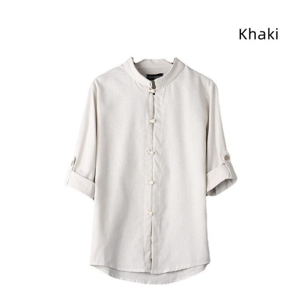 Men's Linen Vintage Plus Size Shirt - Image 4