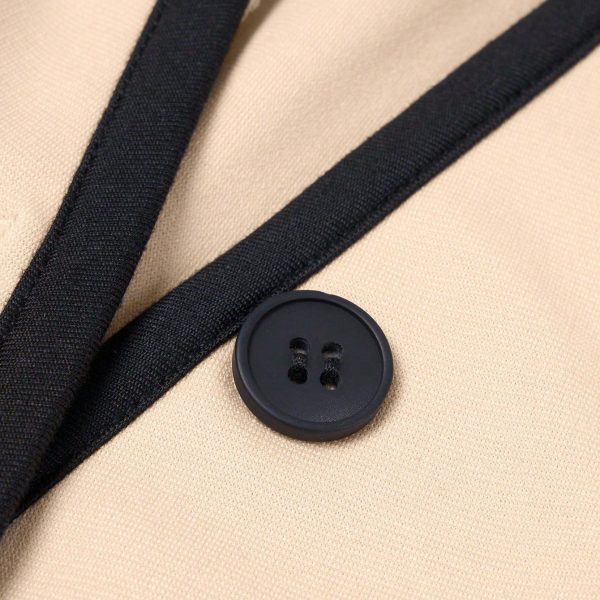 Single-breasted Contrast Color Trim Suit Pants Suit - Image 2