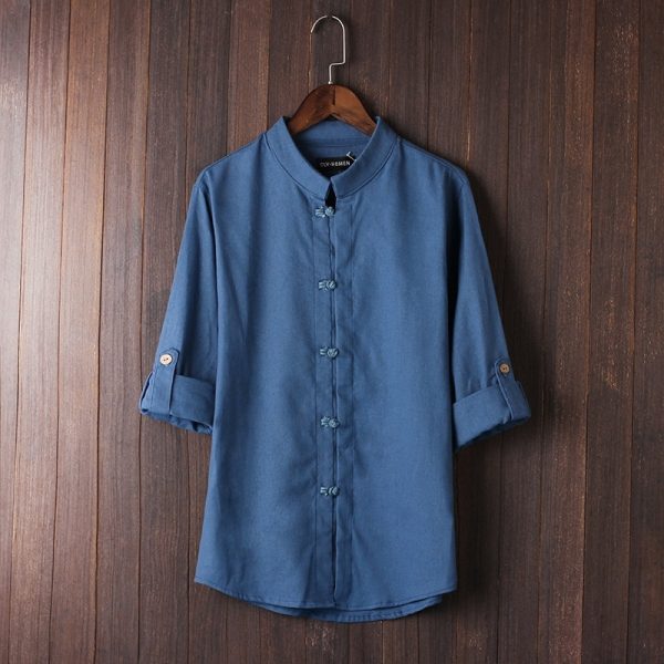 Men's Linen Vintage Plus Size Shirt - Image 3