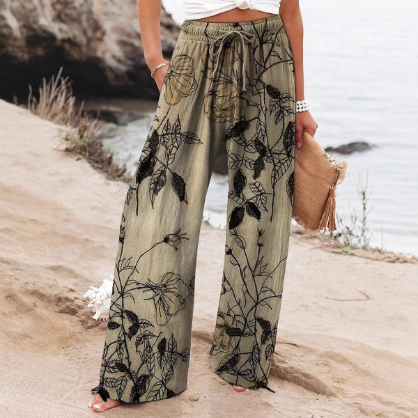 High Waist Casual Yoga Pants Floral Pattern