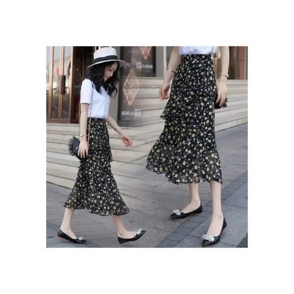 Waist Slimming Irregular Ruffled Long Dress - Image 2