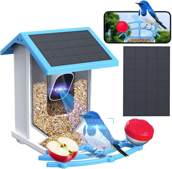 Smart Bird Feeder With Camera,Solar-Powered WiFi 4MP Live Camera,AI Identify Bird Species Auto Capture Garden Bird Watching&Motion Detection,Ideal Gift For Bird Lovers,Blue - Image 7