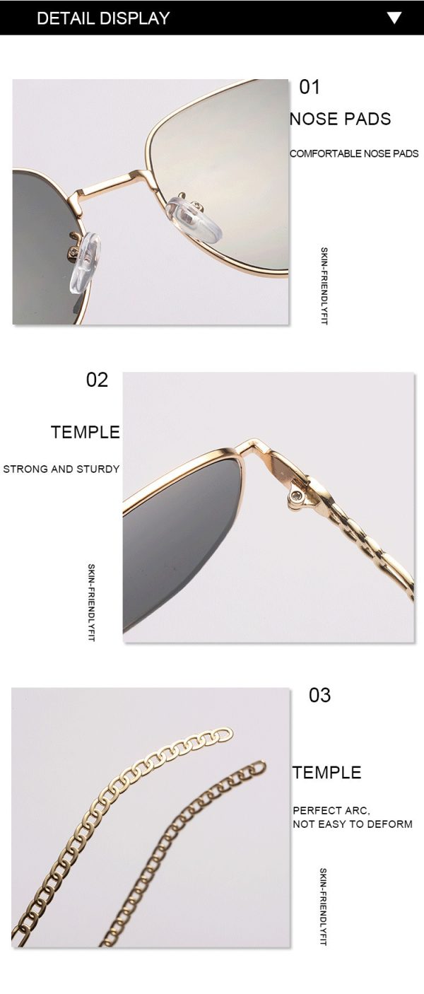Oval Frame Metal Chain Sunglasses For Women - Image 9
