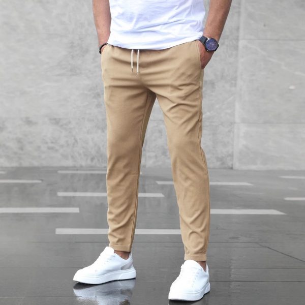 Men's Casual Pants With Pockets Fashion Slim Fit Drawstring Trousers - Image 7