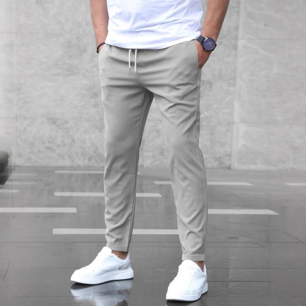 Men's Casual Pants With Pockets Fashion Slim Fit Drawstring Trousers - Image 4