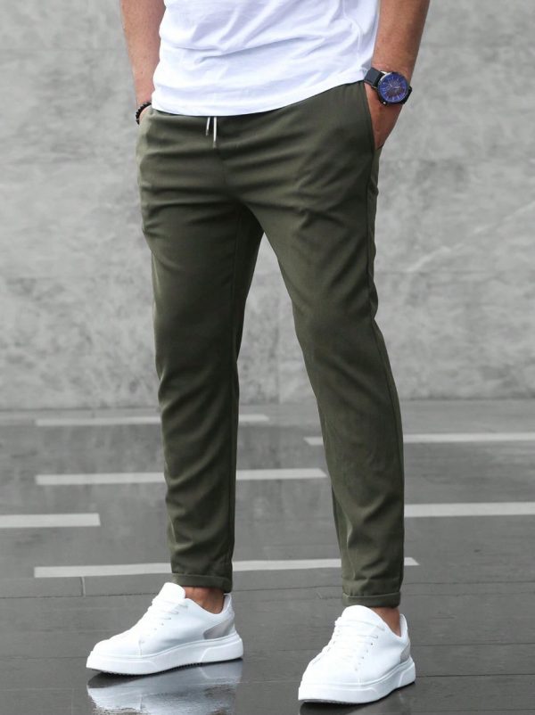Men's Casual Pants With Pockets Fashion Slim Fit Drawstring Trousers - Image 3