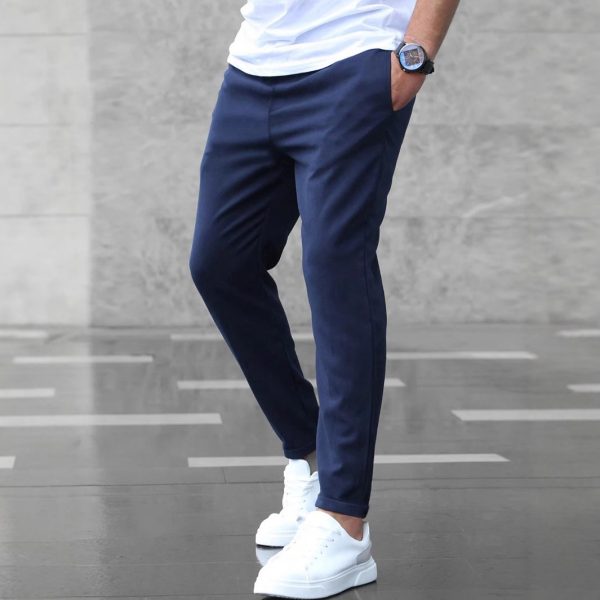 Men's Casual Pants With Pockets Fashion Slim Fit Drawstring Trousers - Image 8