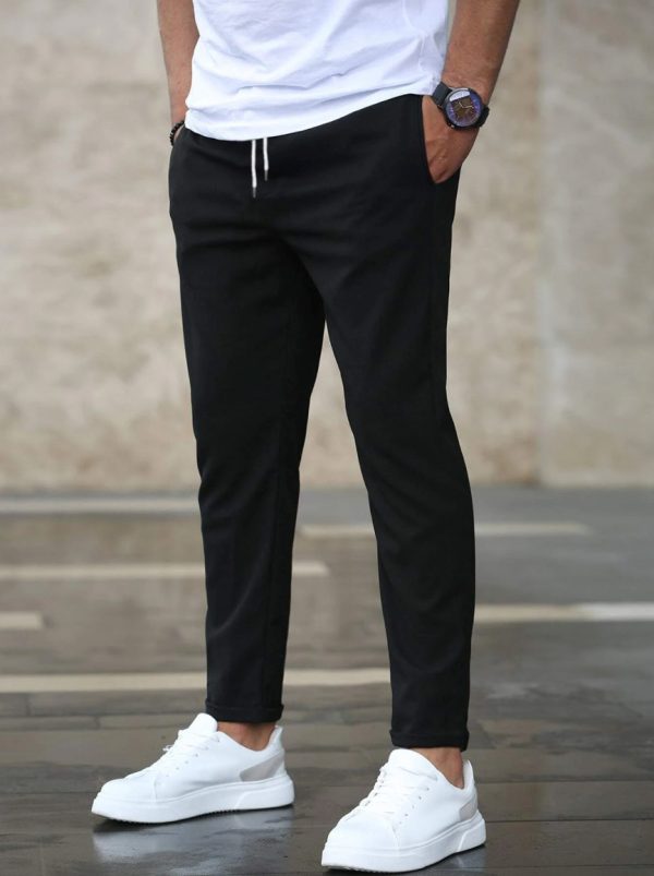 Men's Casual Pants With Pockets Fashion Slim Fit Drawstring Trousers - Image 6
