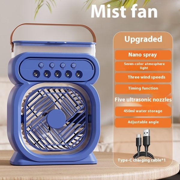 3 In 1 Portable Air Conditioner Evaporative Air Cooler LED Night Lights 3 Speeds Humidifier Fan For Home Office - Image 7